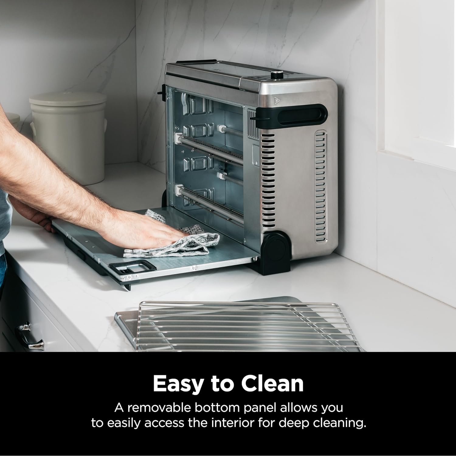 Ninja Digital Air Fry Countertop Oven, 8-in-1 Functionality, 1800W, Flip-Up Design, XL Capacity, Air Fry Basket, Wire Rack & Crumb Tray, Silver, SP101